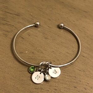 Silver Charm Bracelet with Initials N and W